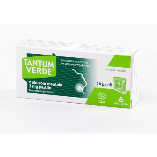 Tantum Verde z okusom mentola 3 mg pastile, 20 pastil