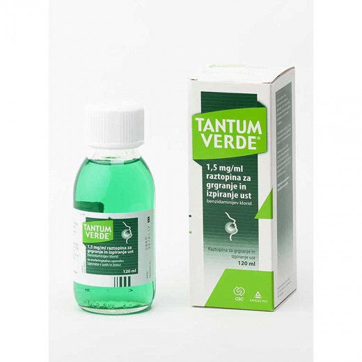 Tantum Verde 1,5 mg/ml raztopina za grgranje in izpiranje ust, 120 ml