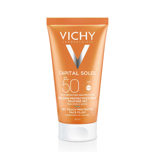 Vichy, CAPITAL SOLEIL DRY TOUCH Fluid za obraz za mešano do mastno občutljivo kožo obraza SPF50, 50 ml