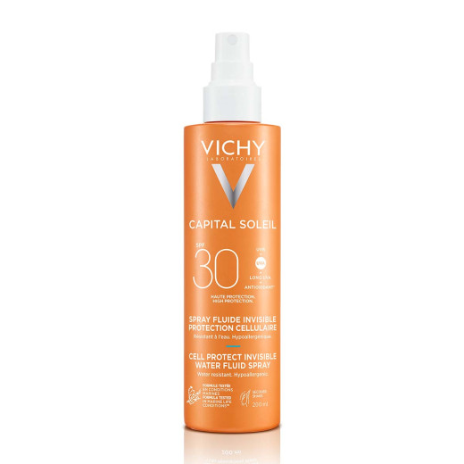 VICHY, CAPITAL SOLEIL Fluid na vodni osnovi v pršilu za zaščito kožnih celic SPF30, 200 ml