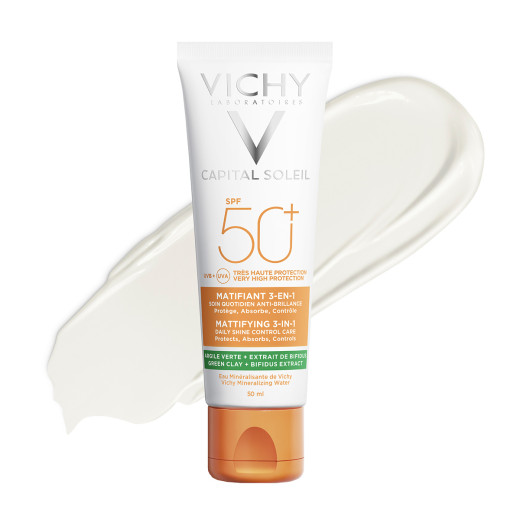 VICHY, CAPITAL SOLEIL Matirajoča nega 3-v-1 SPF50+ zelo visoka zaščita, 50ml