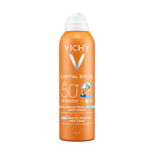 VICHY, CAPITAL SOLEIL Otroško razpršilo za zaščito pred soncem, ki preprečuje lepljenje peska na kožo SPF50+, 200 ml