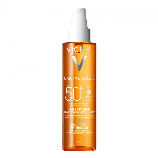 Vichy, Capital Soleil zaščitno olje za obraz, telo in konice las SPF50+, 200 ml