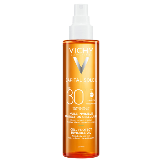 VICHY, CAPITAL SOLEIL Zaščitno olje za obraz, telo in konice las SPF30, 200 ml