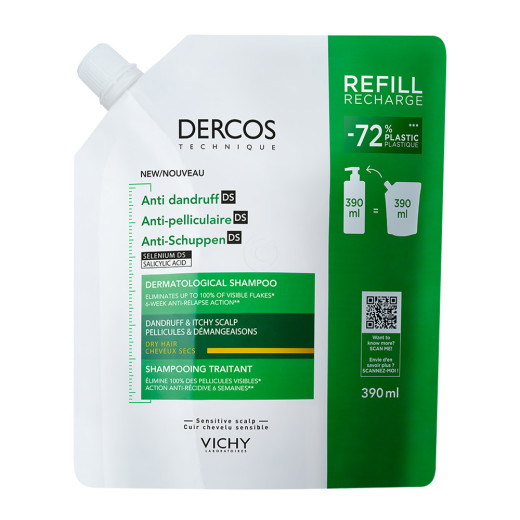 Vichy, DERCOS AD Šampon proti prhljaju za suhe lase REFILL, 390 ml