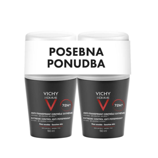 Vichy, HOMME Deodorant za moške z 72-urno zaščito proti potenju, 2x50 ml
