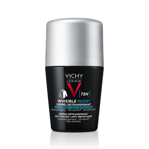 Vichy, HOMME invisible resist 72h*, Roll-on proti madežem in razdraženosti, 50 ml