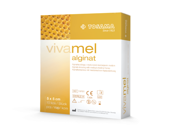 Vivamel obloga Alginat 5x5 cm, 10 kos