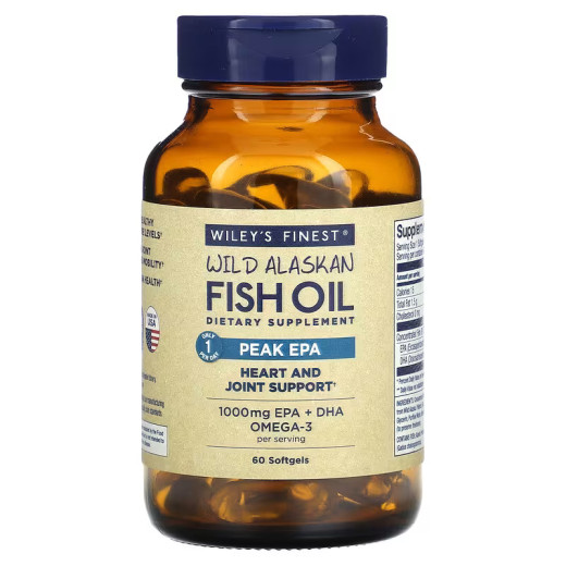Wiley's Finest, Wild Alaskan fish oil, peak EPA, 60 mehkih kap