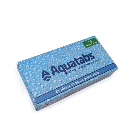 Aquatabs, tablete za dezinfekcijo vode in razkuževanje površin, 8,5 mg/50 kom