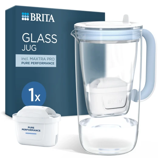BRITA MAXTRA stekleni vrč za filtriranje vode, 1x filtrirni vložek Pure Performance