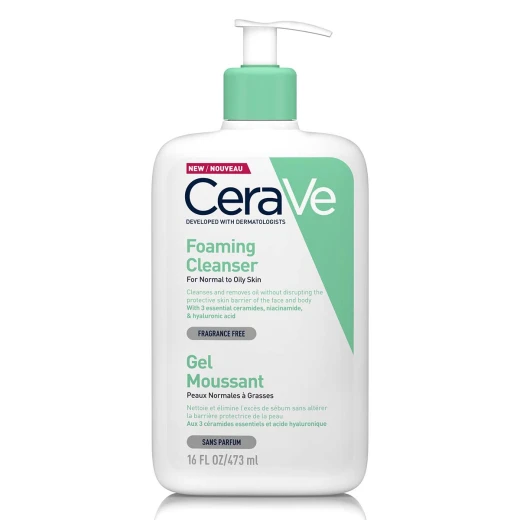 CeraVe, Peneči čistilni gel za normalno do mastno kožo, 473 ml