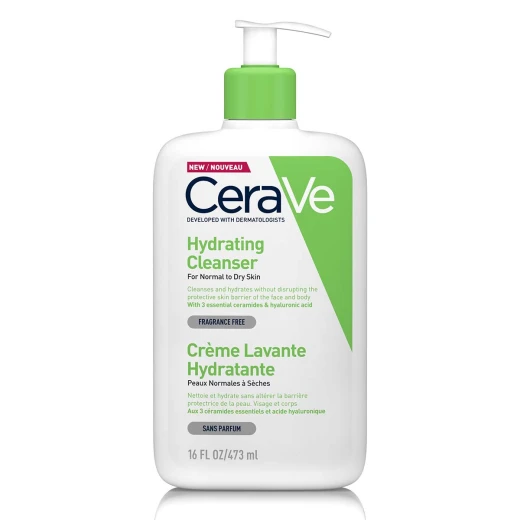 CeraVe, vlažilna čistilna emulzija za normalno do suho kožo, 473 ml