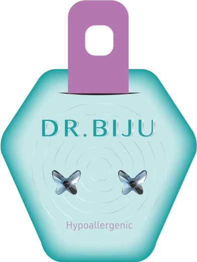 Dr. Biju, Hipoalergeni uhani Butterfly Denim Blue