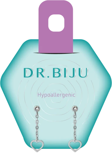 Dr. Biju, Hipoalergeni uhani Drop Hearth Crystal