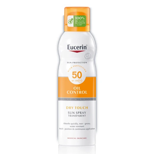 Eucerin, Sun Oil Control Dry Touch prozoren sprej za zaščito pred soncem ZF 50, 200 ml