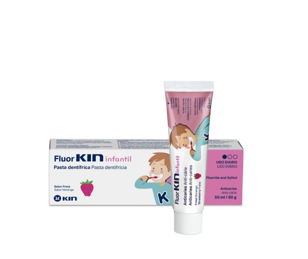 FluorKIN Children, zobna pasta z okusom jagode (do 6. leta) 50 ml