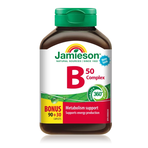 Jamieson, B kompleks 50 mg tablete z okusom mentola, 90+30 tablet