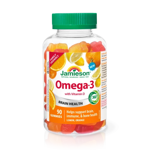 Jamieson Omega-3 žvečljivi bonboni za otroke, 90 gumijev s sladili