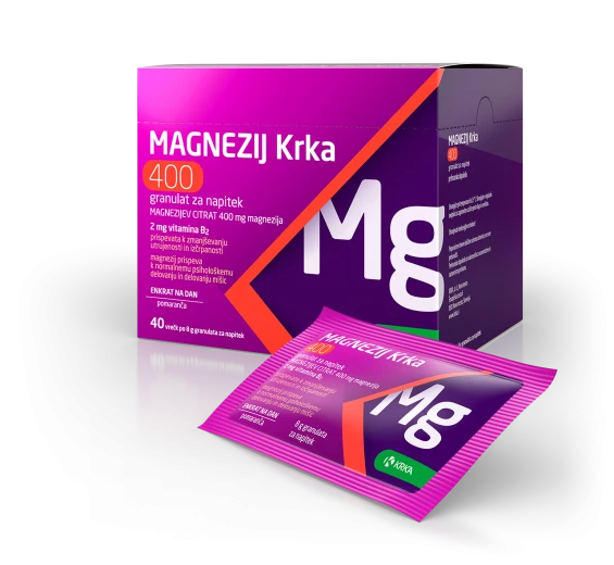 MAGNEZIJ Krka 400, granulat za napitek - vrečke (40 x 8 g)