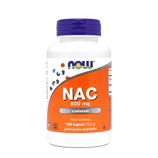 NOW, NAC 600 mg s selenom, 100 vegetarijanskih kapsul