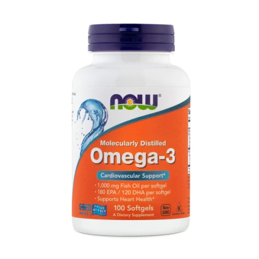 NOW, OMEGA-3, koncentrat ribjega olja, 100 mehkih kapsul