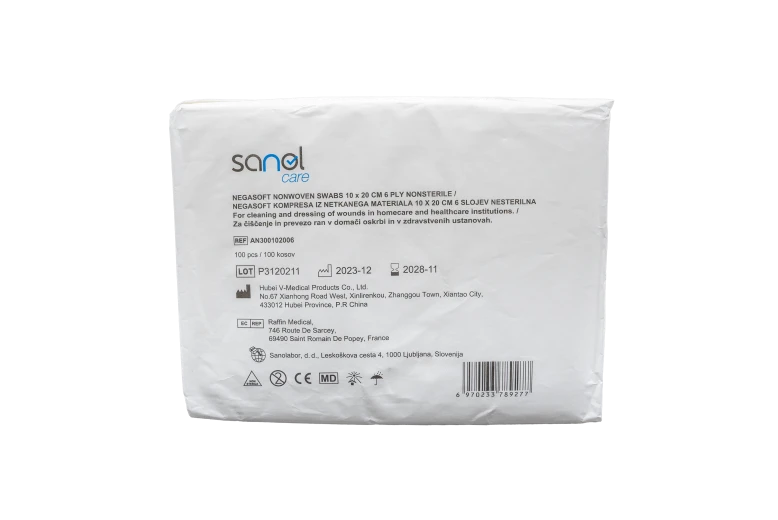 Sanol Care, Kompresa netkana 6 sl, 10 x 20 cm, A100
