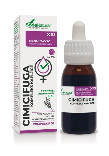 Soria Natural, cimicifuga XXI kompleks kapljice brez alkohola, 50 ml