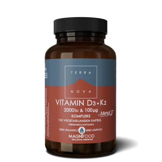 Terranova, Vitamin D3 2000iu + vitamin K2 100µg kompleks, 100 kap
