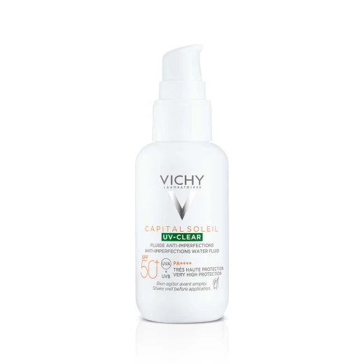 VICHY, CAPITAL SOLEIL UV-CLEAR Fluid za zaščito pred soncem proti nepravilnostim SPF50+, 40 ml