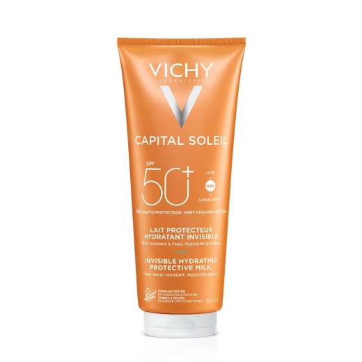 Vichy, CAPITAL SOLEIL Vlažilno mleko za zaščito pred soncem za obraz in telo SPF50+, družinski paket, 300 ml