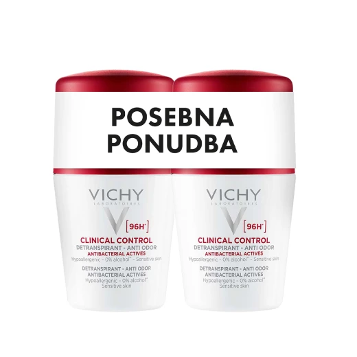 Vichy, DÉODORANT CLINICAL CONTROL 96h Roll-on dezodorant proti neprijetnemu vonju, 2x50 ml