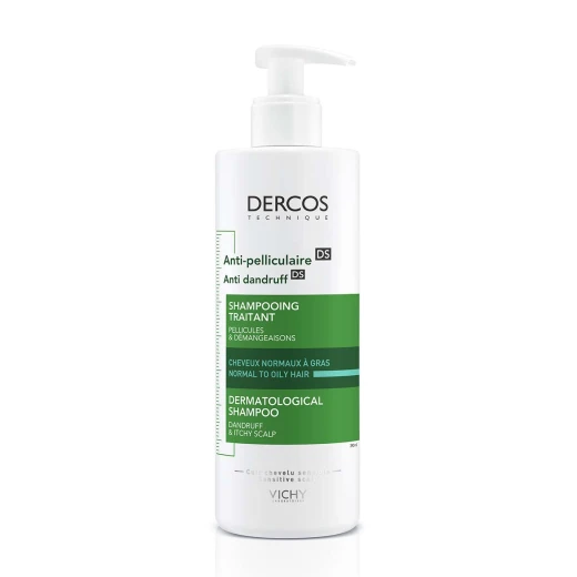 VICHY DERCOS AD šampon proti prhljaju za normalne ali mastne lase, 390 ml