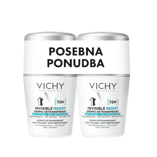 Vichy, Invisible Resist 72h*, Dermo Detranspirant Proti madežem in razdraženosti, 2x50 ml